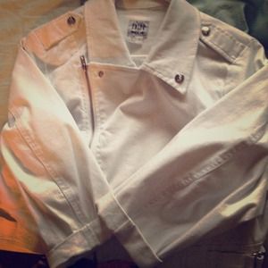 Trip white cropped denim jacket