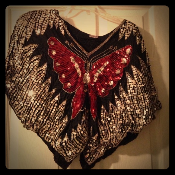 Vintage butterfly sequin top!