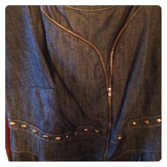 Denim zip studded dress