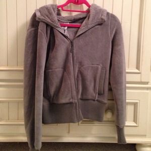 Fuzzy zip-up hooded sweatshirt