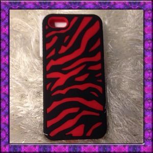 📱Red & Black Zebra Stripe iPhone 5 Cover📱