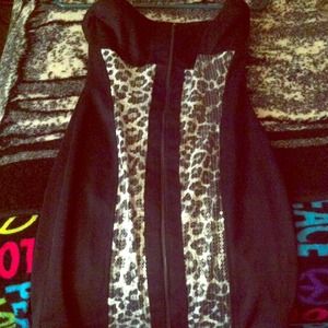 Mini Zipper-front leopard dress