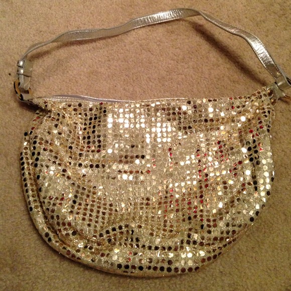 gold sequin purse