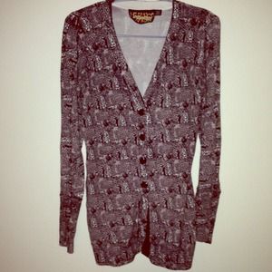 🐆 All Over Cat Tiger Print V Neck Sweater XS S M