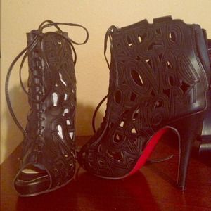 Christian louboutin booties lace up