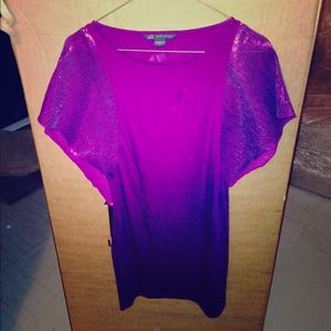 Armani Exchange Sequined sleeved dress in purple
