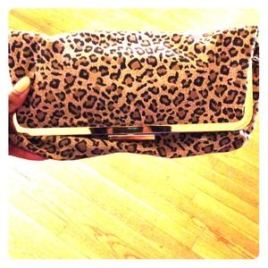 F21 leopard clutch