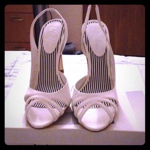 White sling-back pumps