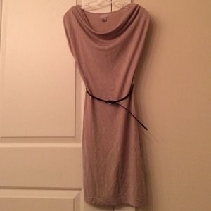 H&M Beige Short Sleeve Belted Dress