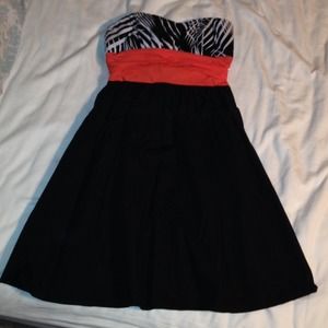Cute Black, White, Orange Dress- size S