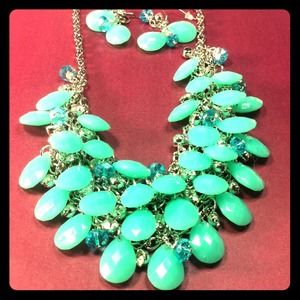 557. Aqua blue chroma and Austrian crystals set