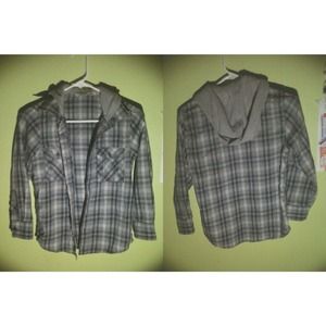 ❌❌sold!❌❌hooded plaid button up.