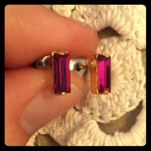 Purple Rectangular Cut Earrings