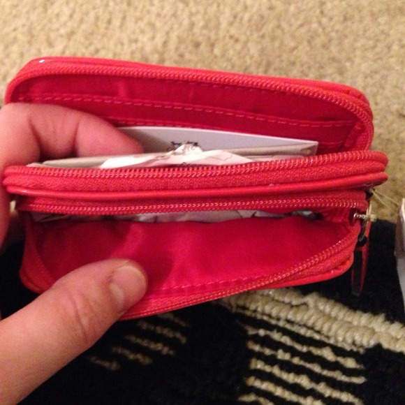 Coach mini khaki wallet with orange trim - Picture 3 of 4