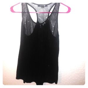 Sleeveless sequin black top