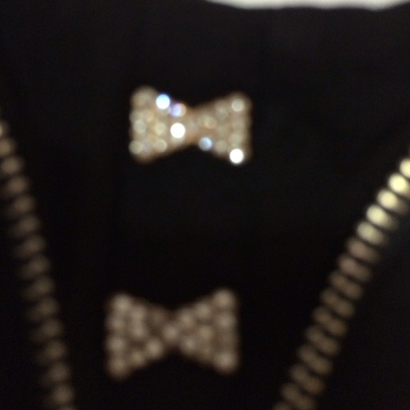 Black strapless zipper/rhinestone mini - Picture 3 of 4