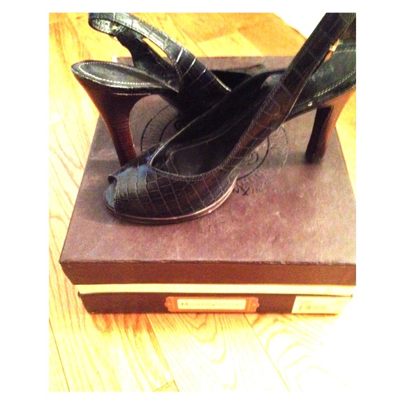 Croc and leather Ralph Lauren heels