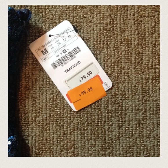 NEW Zara TRF Blue Sequin Peplum Dress - Picture 4 of 4