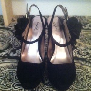 Black Velvet Rose Heels