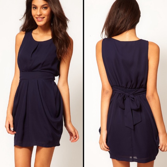 ASOS Dresses & Skirts - ASOS Navy Tulip Dress with Tie Back