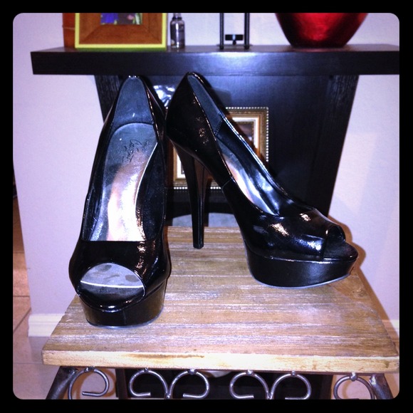 Black Peep Toe Heels