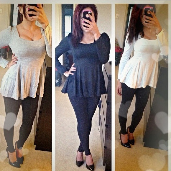 Tops - White Long sleeve peplum tops