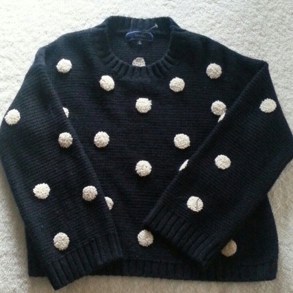 Lumiere Navy and White Polka Dot Pullover Sweater