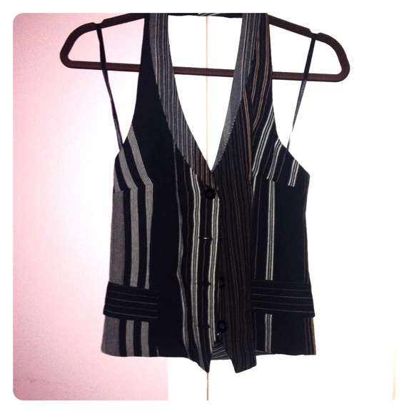 Halter top vest brown/black vertical stripes