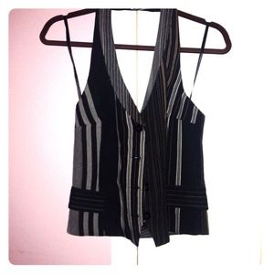 Halter top vest brown/black vertical stripes