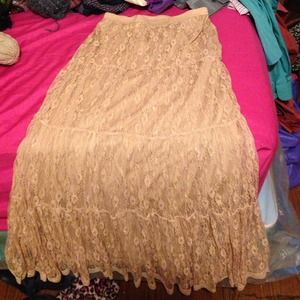 Beige lace skirt
