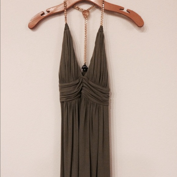 Sky Army Green Dress with Chain Straps