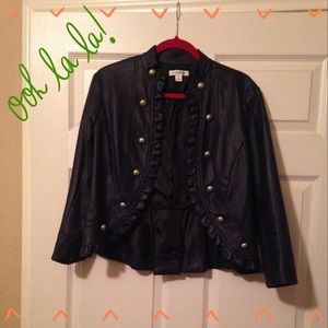 Dark Purple Faux Leather Blazer