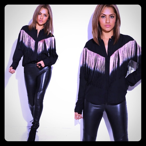 Cute Chiffon Fringe Top