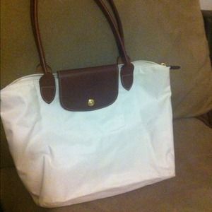 Authentic white longchamp Paris bag