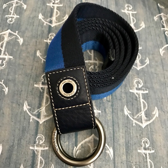 NEW Coach blue stripe fabric Belt. main image 2