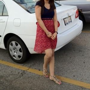 A very beautiful pink and blue summer dress