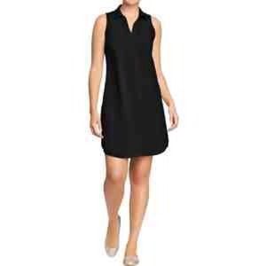 ON black sleeveless shirt dress