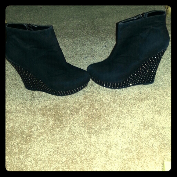 Rhinestone Wedge Ankle Boots