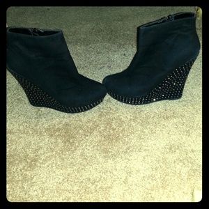 Rhinestone Wedge Ankle Boots