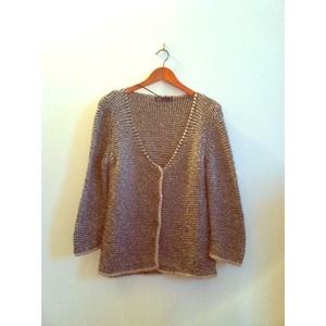 Metallic knit slouchy sweater cardigan