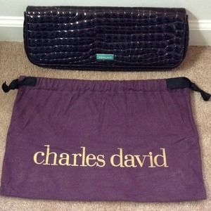 SOLD!!! Charles David patent crocodile clutch
