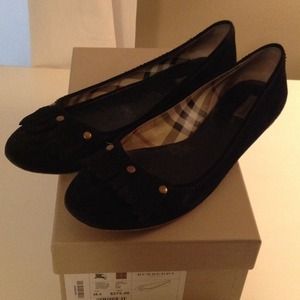Burberry black suede loafer flats, size 8.5