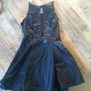 black leather dress cutout cross