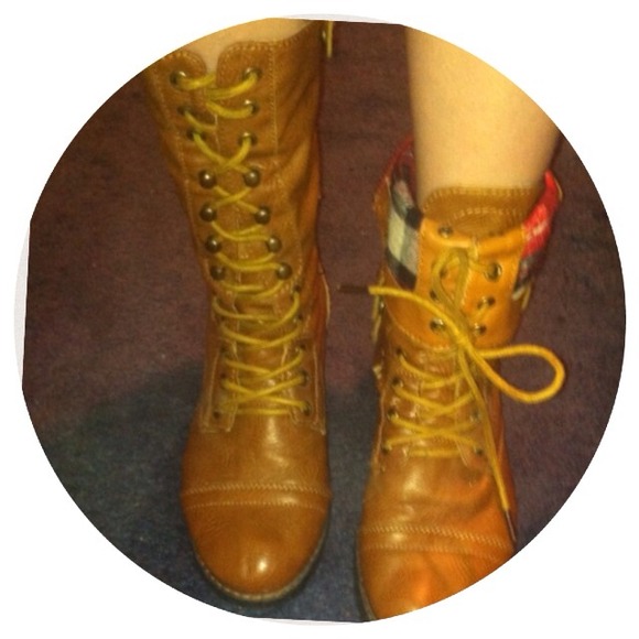 Brown combat boots