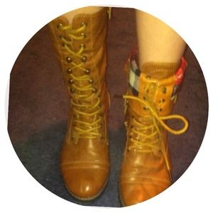 Brown combat boots