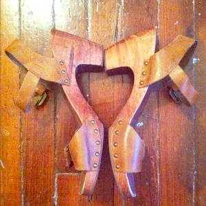 Top shop wood and leather clogs