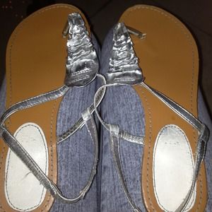 Silver sandal flats (pretty good condition)