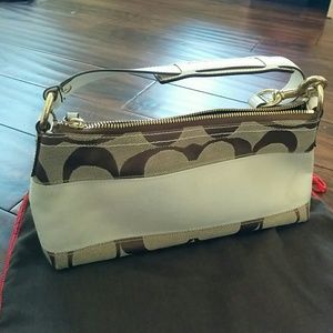 Authentic Coach Signature Stripe slim shoulder bag