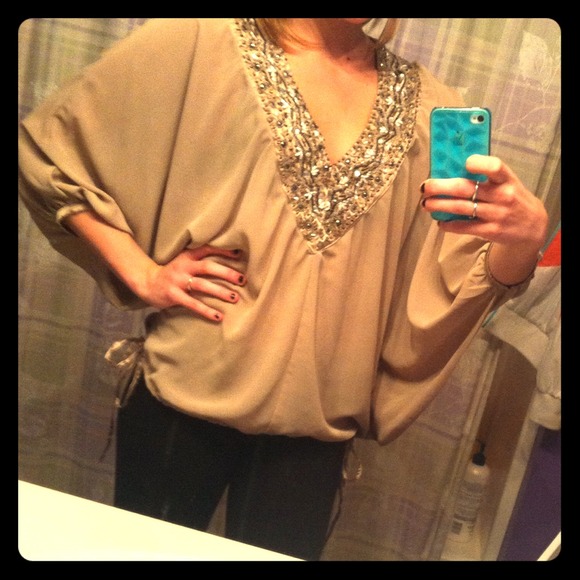 Slouchy beaded/studded top. Barely worn.