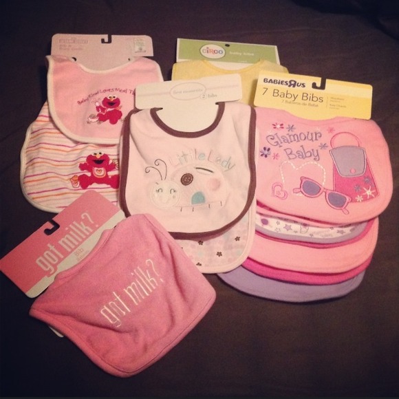 FOR BABY GIRL: assortment of bibs & onesies new